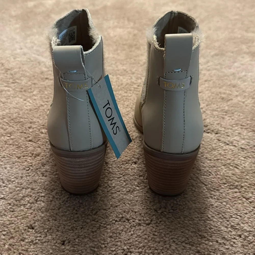 Toms Everly Sand Leather and Plaid Heeled Ankle Boot Women’s 6.5 NWT - Picture 6 of 12